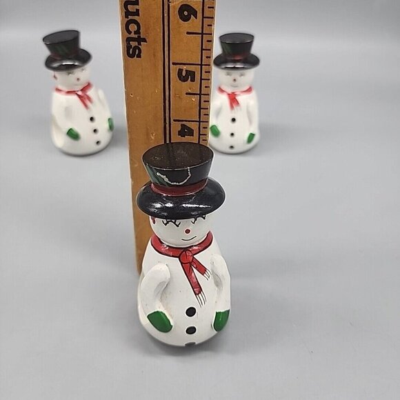 Vintage Wooden Snowman Napkin Holders Set Of 4 Philippines Christmas Cottagecore - Picture 5 of 7